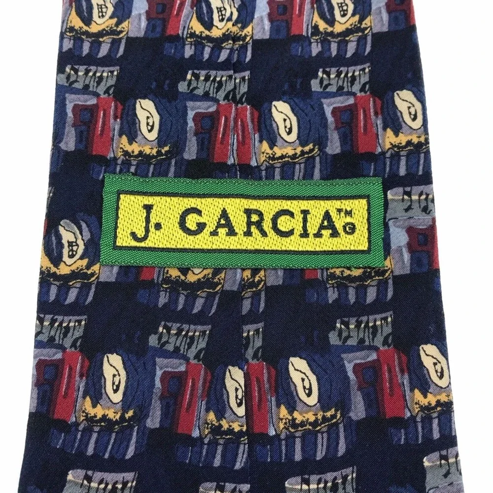 Jerry J. Garcia Tie Blue Opaque Multicolor Artist Silk Collector Necktie 56